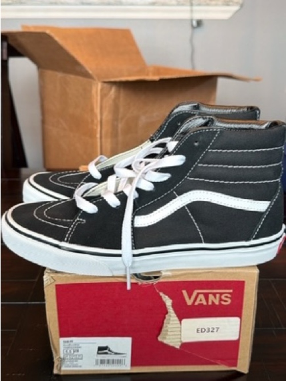Vans Kids Black and White High-Top Skate Sneakers